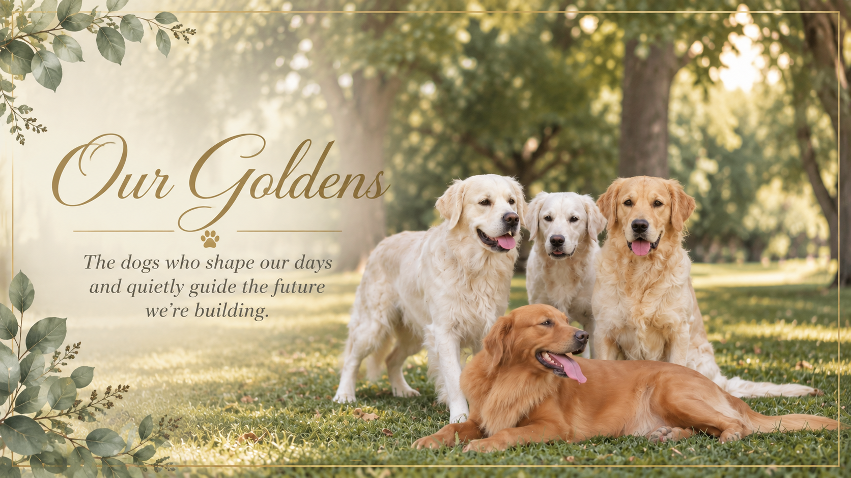 Our Goldens — The dogs who shape our days and quietly guide the future we're building